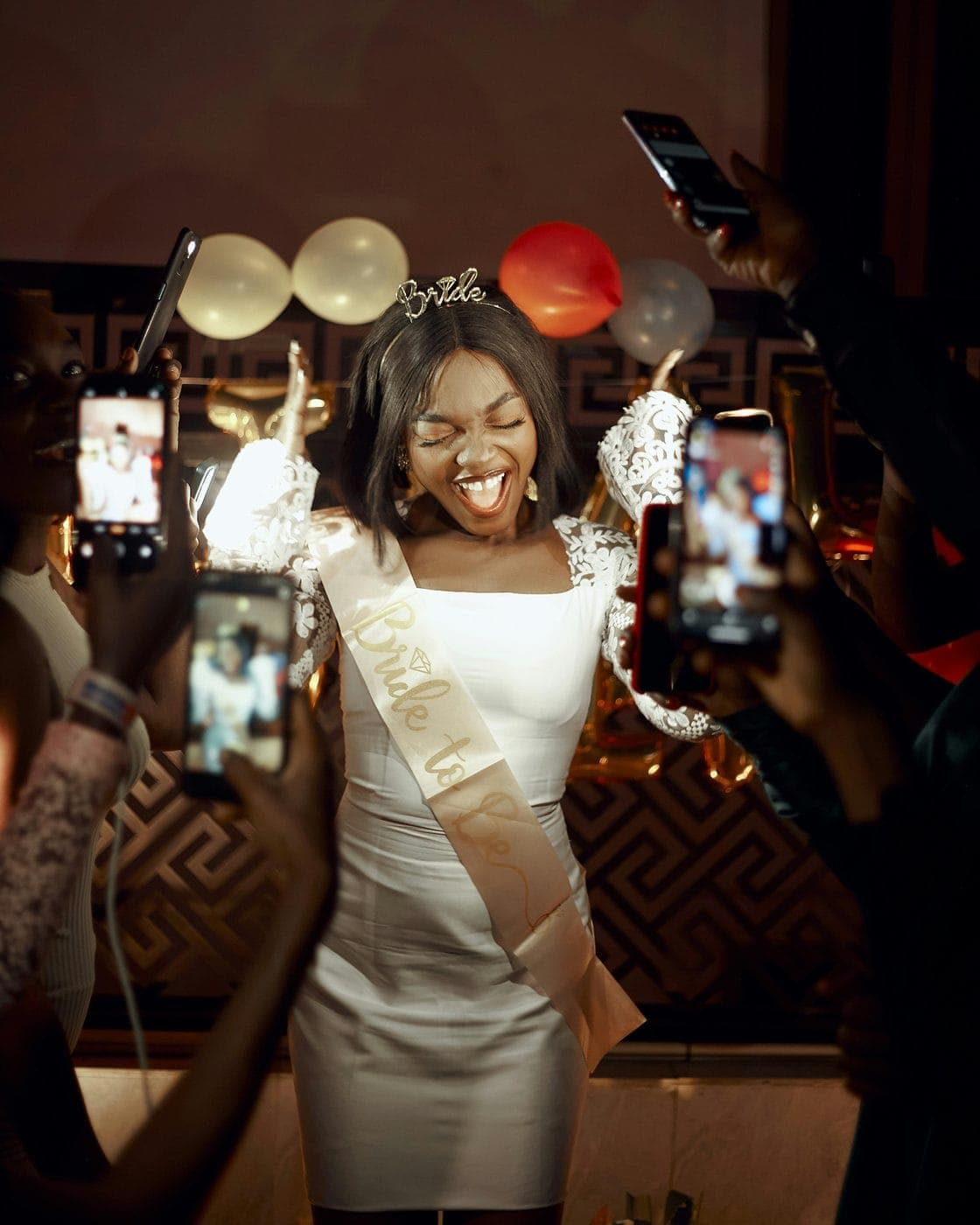 A bride celebrated at her bachelorette party with friends